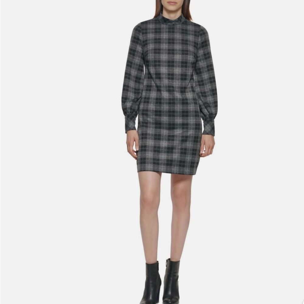 Calvin Klein Plaid Long Sleeve Dress